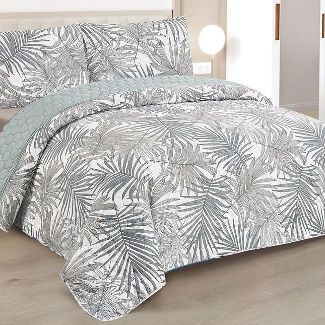 Edredom Boutis para primavera e verão, liso reversível em dois tons - MODELO FLOWER