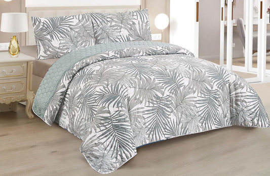 Boutis Quilt for Spring and Summer, Two-Tone Reversible Plain - FLOWER MODEL
