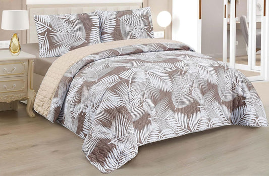 Boutis Quilt for Spring and Summer, Two-Tone Reversible Plain - FLOWER MODEL