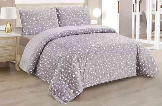 Boutis Quilt for Spring and Summer, Two-Tone Reversible Plain - FLOWER MODEL