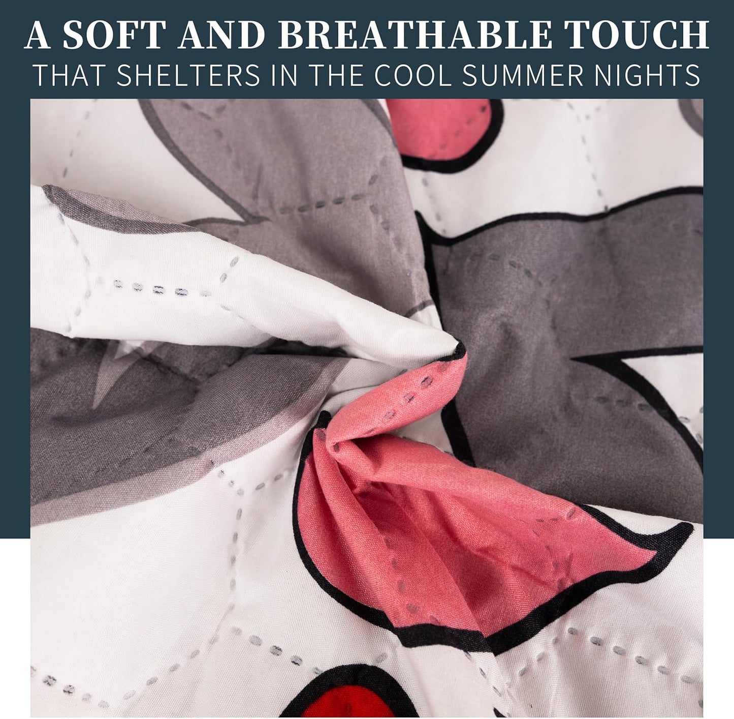 Colcha Boutis para Primavera y Verano Bicolor Reversible Liso - MODELO CORAZONES