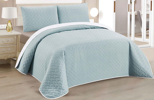 Boutis Quilt for Spring and Summer, Two-Tone Reversible Plain - FLOWER MODEL