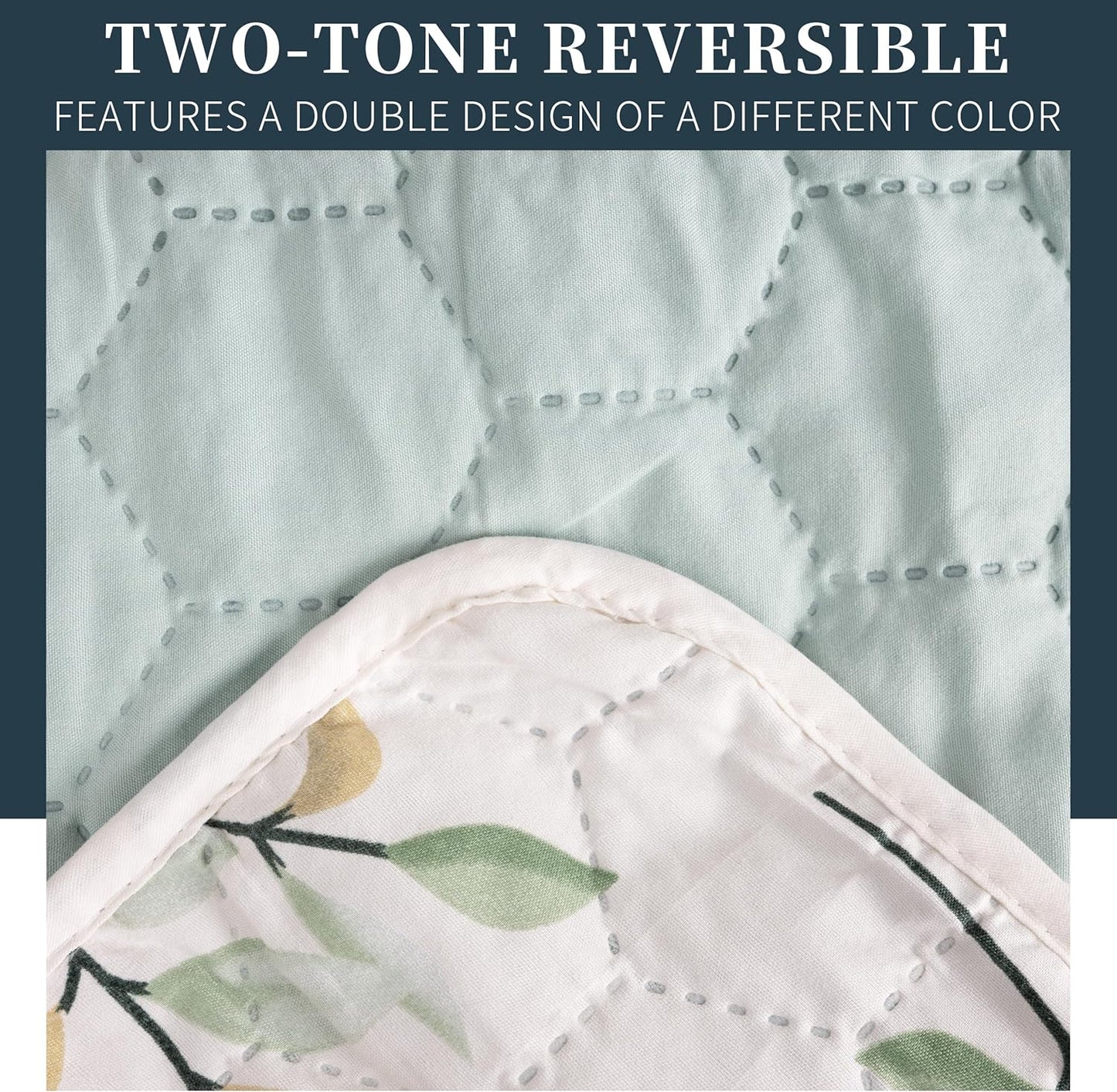 Boutis Quilt for Spring and Summer, Two-Tone Reversible Plain - FLOWER MODEL