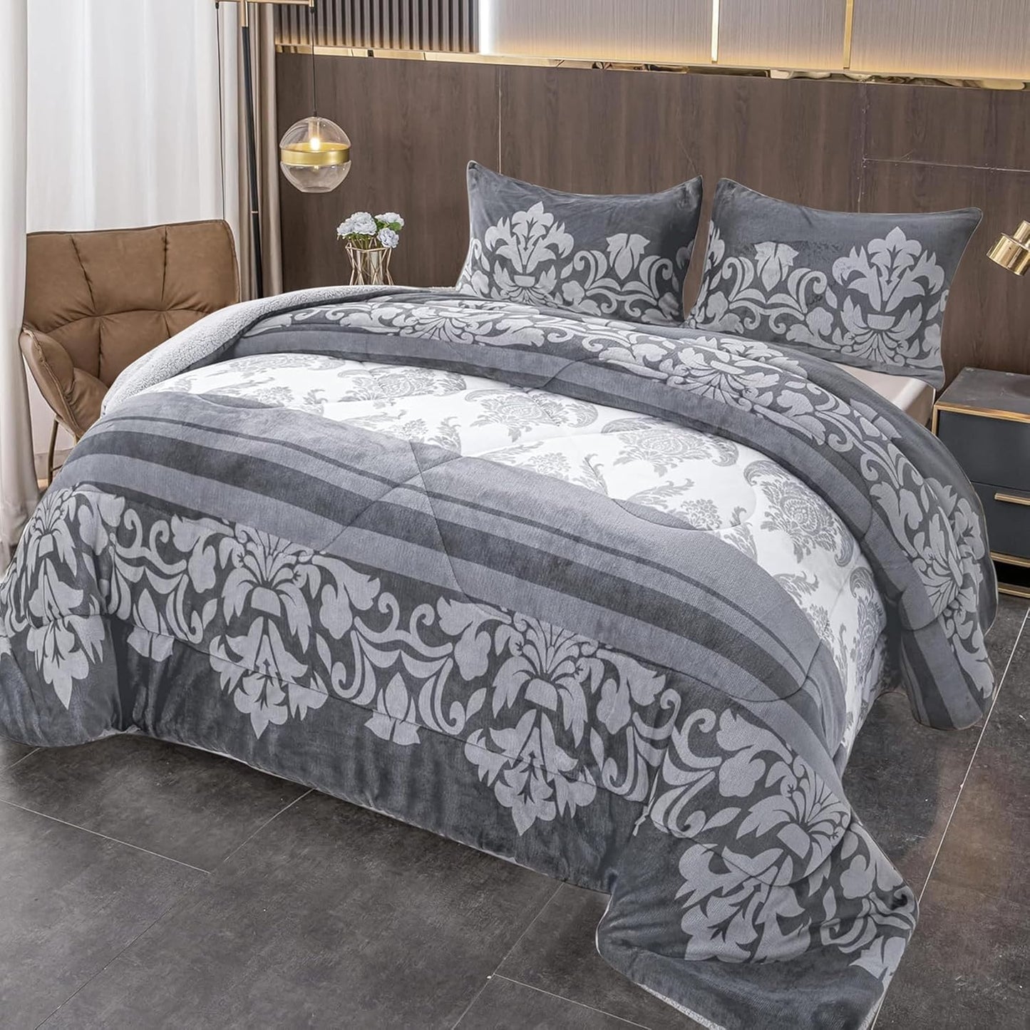 CLASSIC MODEL NORDIC SHEEPSKIN QUILT - COLOR Gray White 