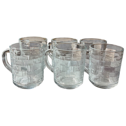 Pack of 6 Square Embossed Glass Cups – Elegance and Style for Your Table