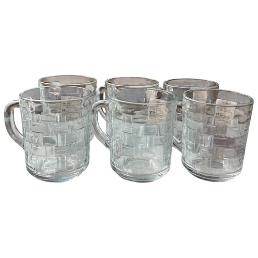Pack de 6 Tazas de Cristal con Relieve cuadrado – Elegancia y Estilo para tu Mesa