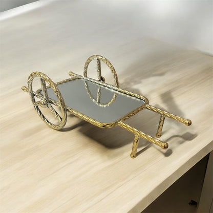 Carrito decorativo dorado con ruedas