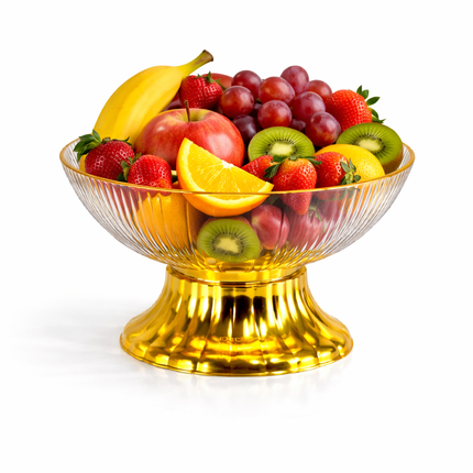 Frutero de PLÁSTICO con Base Dorada – Centro de Mesa Premium