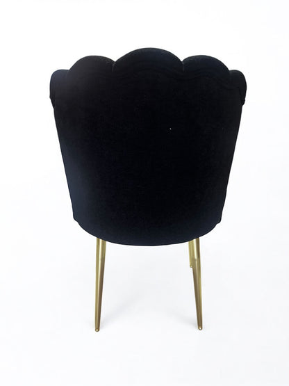 Cadeira bouclé preta PAPATYAV28 com pernas de metal dourado