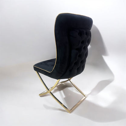 Silla terciopelo BONGOKING para comedor negro dorado , patas de metal dorado