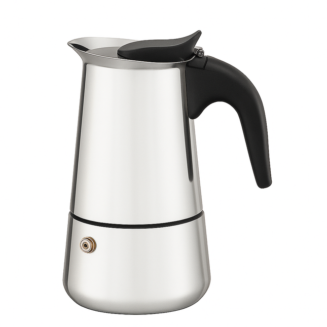 Cafetera Italiana de Acero Inoxidable ☕️ 9 Tazas con Aro de Silicona