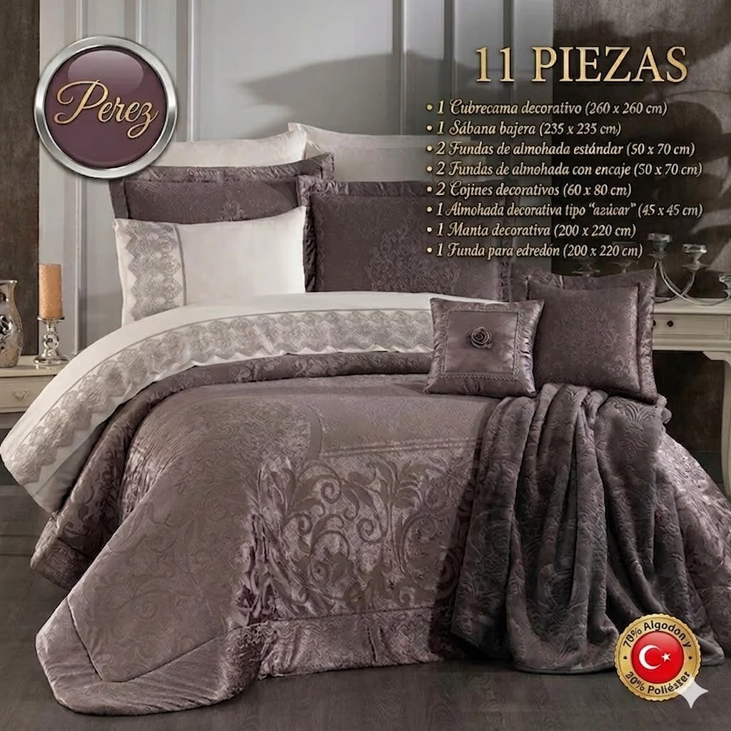 Conjunto de Cama Perez – Luxo e Sofisticação para o Seu Quarto – Cappuccino