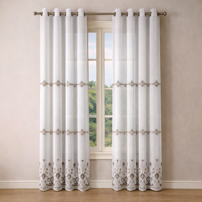 Cortinas Blackout de Poliéster, Padrão de Ondas, 140x260cm - 2 Peças, Elegantes e Modernas - Cinza