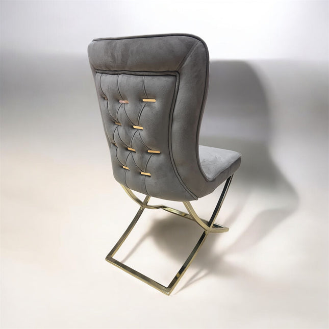 Silla terciopelo para comedor CLOWER008 marrón dorado, pata se metal dorado