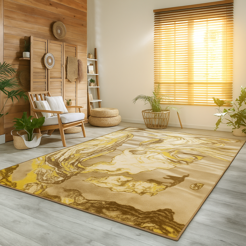 TAPETE DESIGN DE MÁRMORE 3D MARROM/AMARELO