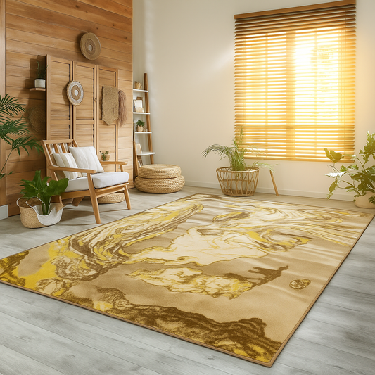 Alfombra DISEÑO MARMOL 3D MARRÓN/AMARILLO