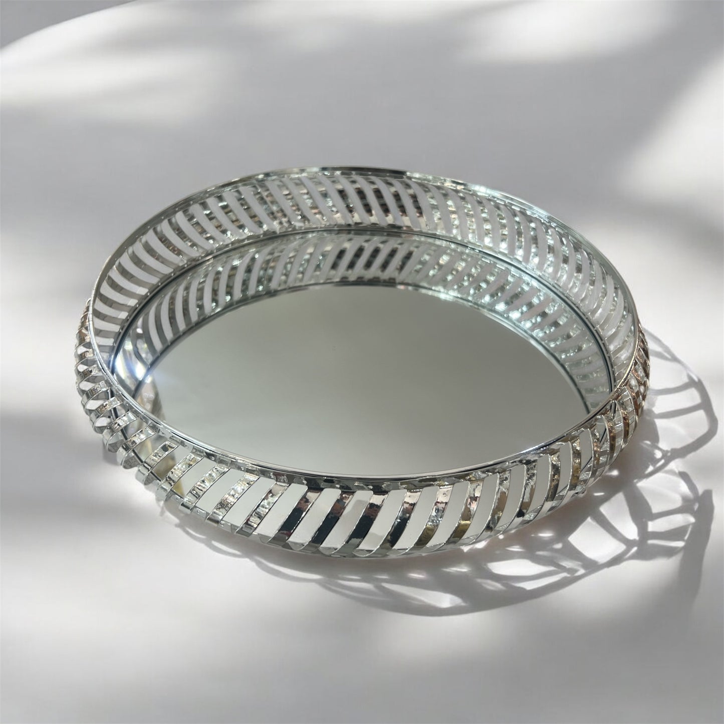 Centro de mesa decorativo redondo tipo cesta (plata)