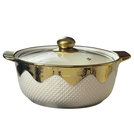 16-Piece Cookware Set with Metal Stand – Casseroles + Bowls + Spoons – Elegant Gold Style