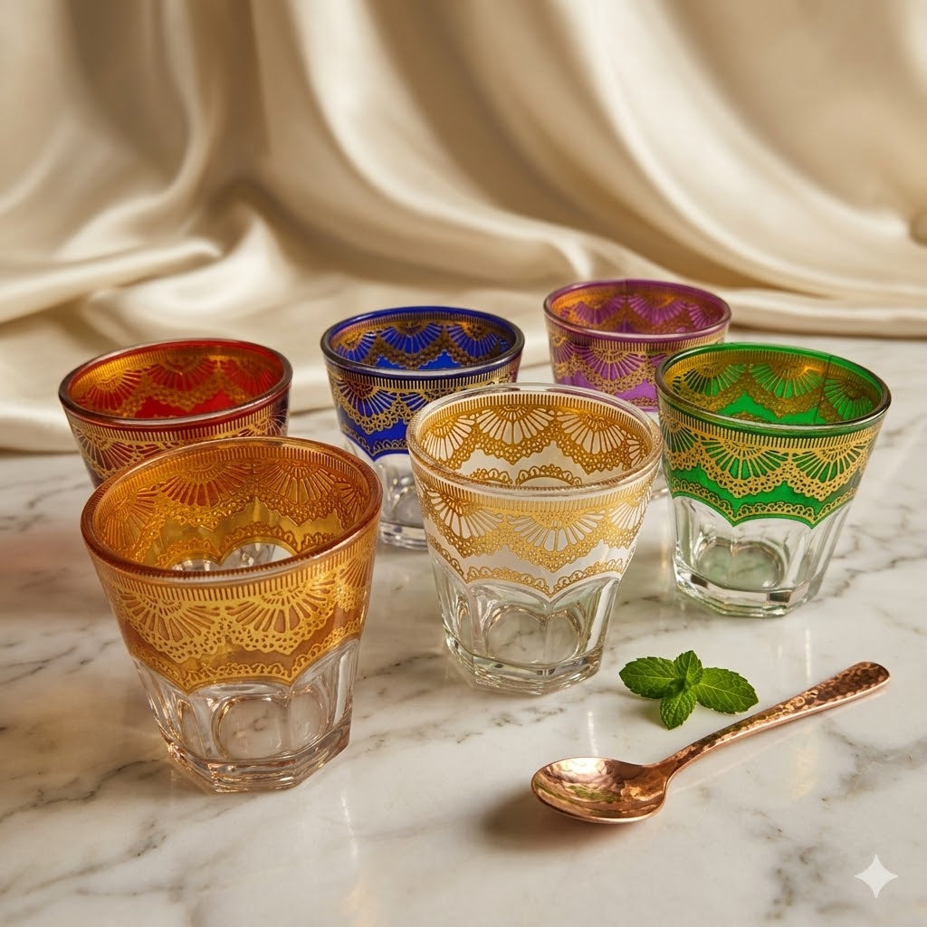 Set de 6 Mini Vasos de Té Decorados – Dale Color, Elegancia y Encanto a Tu Mesa