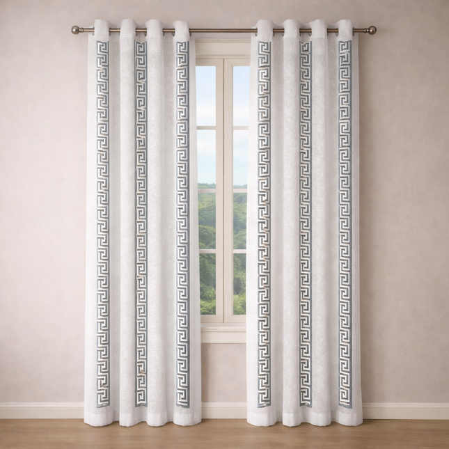 Cortinas Blackout de Poliéster, Padrão de Ondas, 140x260cm - 2 Peças, Elegantes e Modernas - Cinza