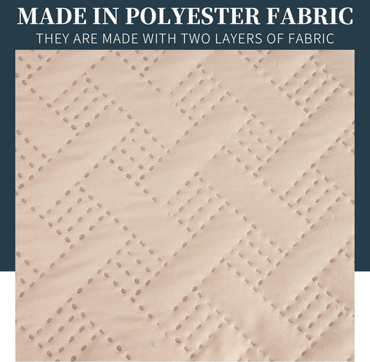 Boutis Quilt for Spring and Summer, Two-Tone Reversible Plain - Beige