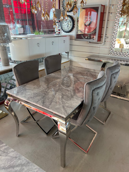 Mesa de Comedor de Diseño Contemporáneo - Mármol y Plateado 160x90x75 Alta calidad (copia)