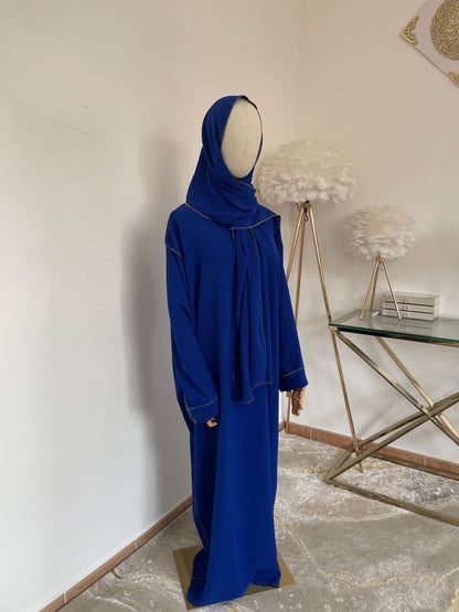 Abaya con velo integrado tela Crepe