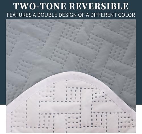 Boutis Quilt for Spring and Summer, Two-Tone Reversible Plain - FLOWER MODEL