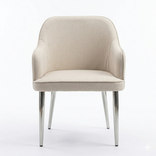 ✨ Silla MODELO NALA tapizada beige con patas cromadas – Diseño moderno, confort y elegancia ✨