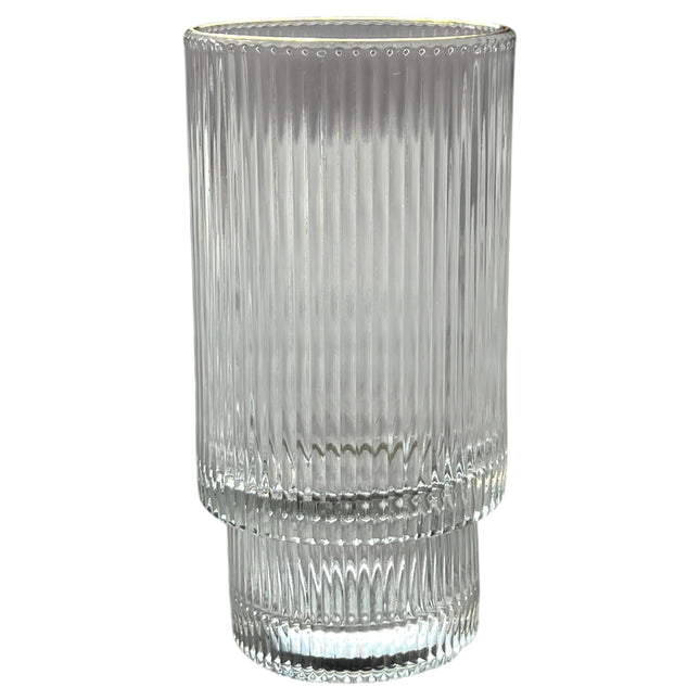 🥂 Conjunto de 6 copos altos com aro dourado – design de cristal canelado