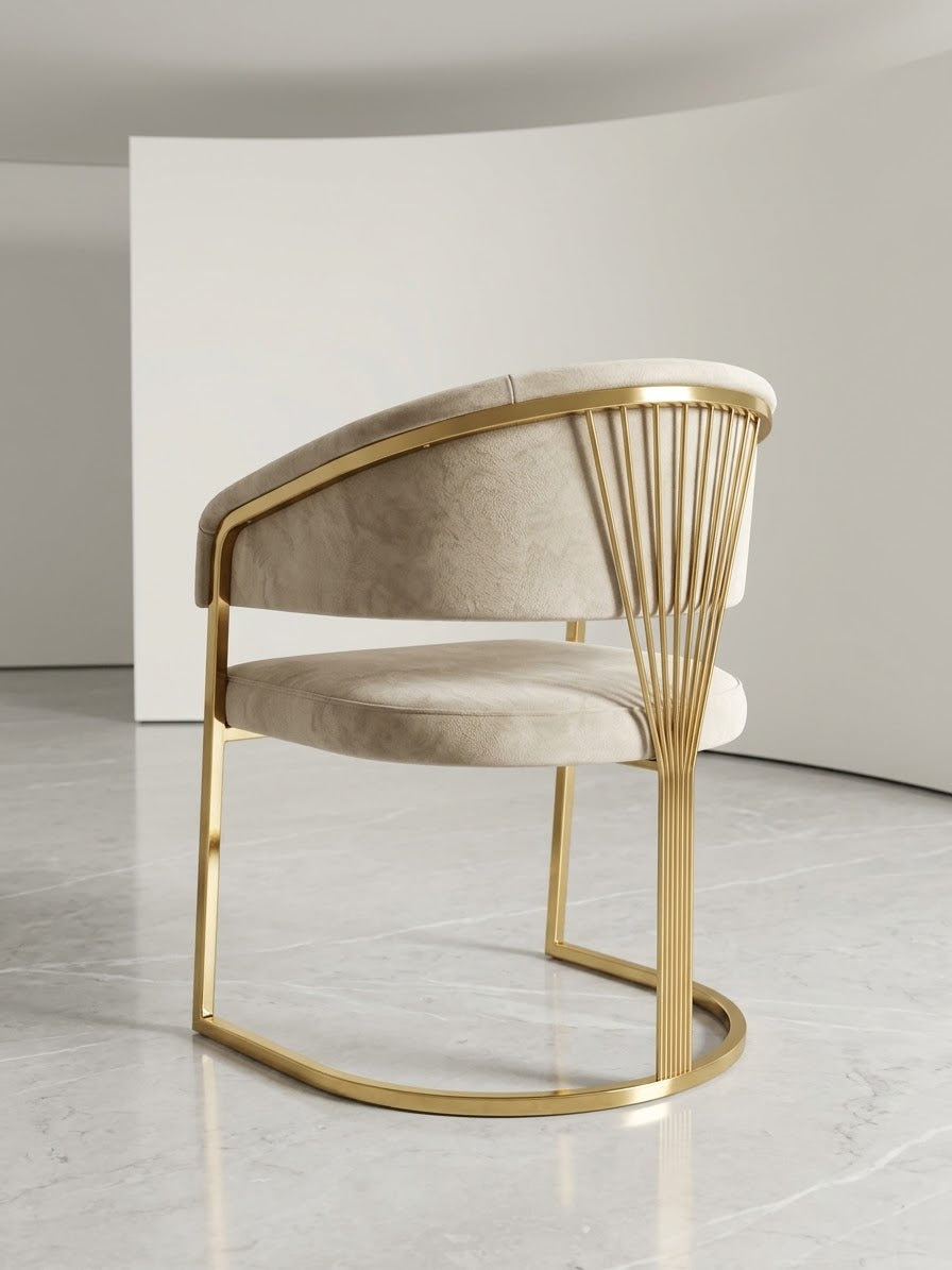 🤍✨ Silla BIEN 12 en MARFIL / BEIGE con BASE DORADA — G lam Premium ✨🪞