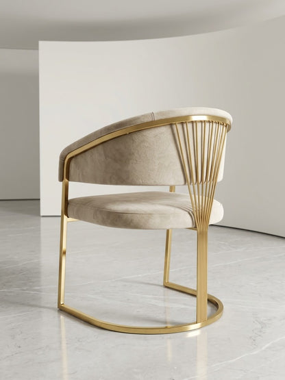 🤍✨ Silla BIEN 12 en MARFIL / BEIGE con BASE DORADA — G lam Premium ✨🪞