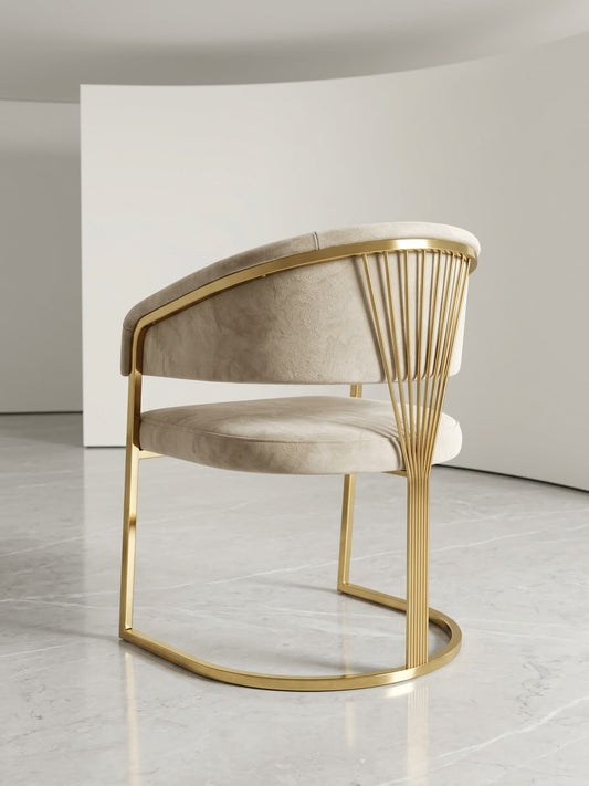 🤍✨ Silla BIEN 12 en MARFIL / BEIGE con BASE DORADA — G lam Premium ✨🪞