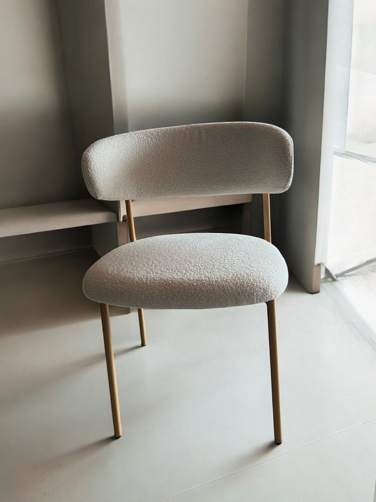 Silla madera DT-KC005 Tela Blanco Patas Madera Natural