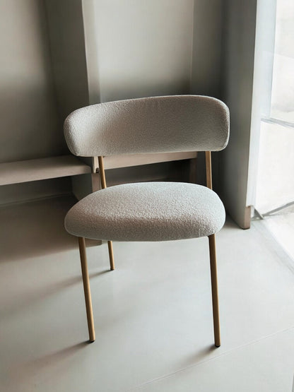 Silla madera DT-KC005 Tela Blanco Patas Madera Natural