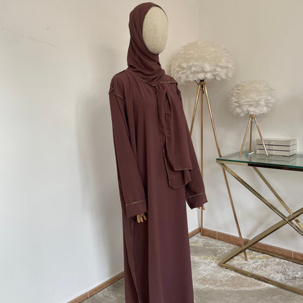 Abaya con Hijab Integrado de Tela Crepe – Elegante y Práctica