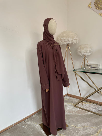 Abaya con velo integrado tela Crepe