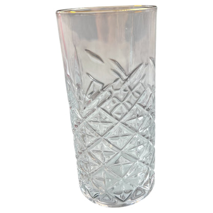 6 Vasos de Cristal Texturizado con detalles dorados