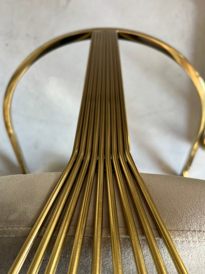 🤍✨ Silla BIEN 12 en MARFIL / BEIGE con BASE DORADA — G lam Premium ✨🪞