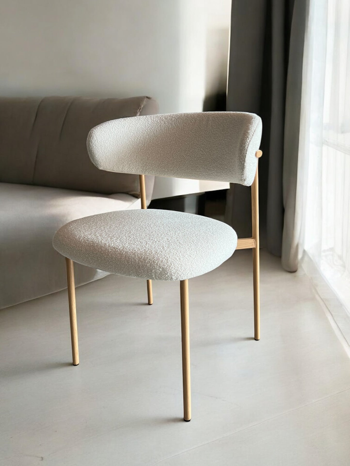 Silla madera DT-KC005 Tela Blanco Patas Madera Natural