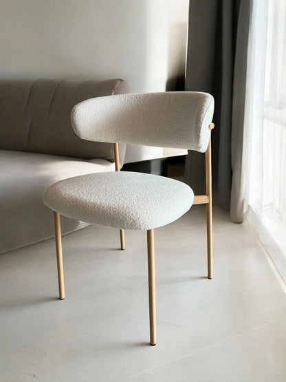 Silla madera DT-KC005 Tela Blanco Patas Madera Natural
