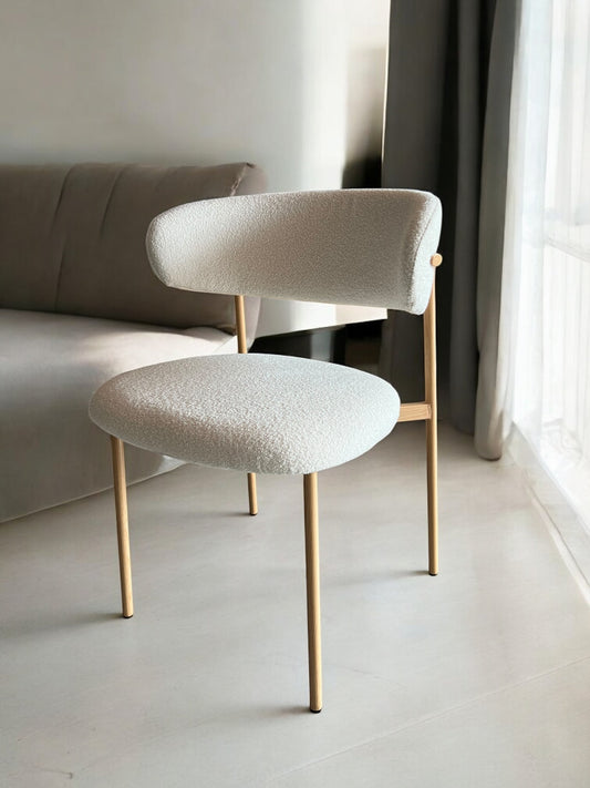 Silla madera DT-KC005 Tela Blanco Patas Madera Natural