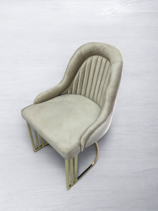 GRANDV03 velvet chair, BEIGE color, gold metal legs