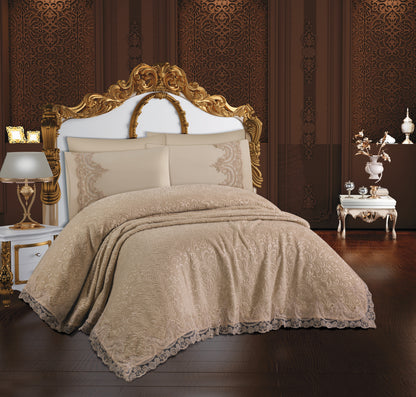 Pink Turkish Lace Throw Set - 6 Pieces | Elegance and Comfort