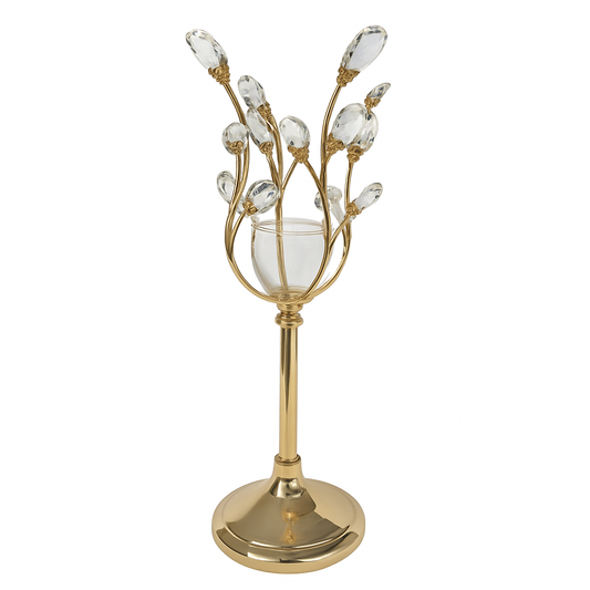 🕯️ Candelabro Imperial Dorado con Detalles de Cristal – 44 cm