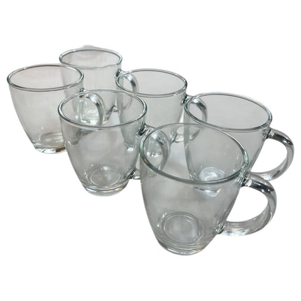 Conjunto de 6 canecas de vidro com pegas — design prático e elegante para o seu dia a dia ☕️✨