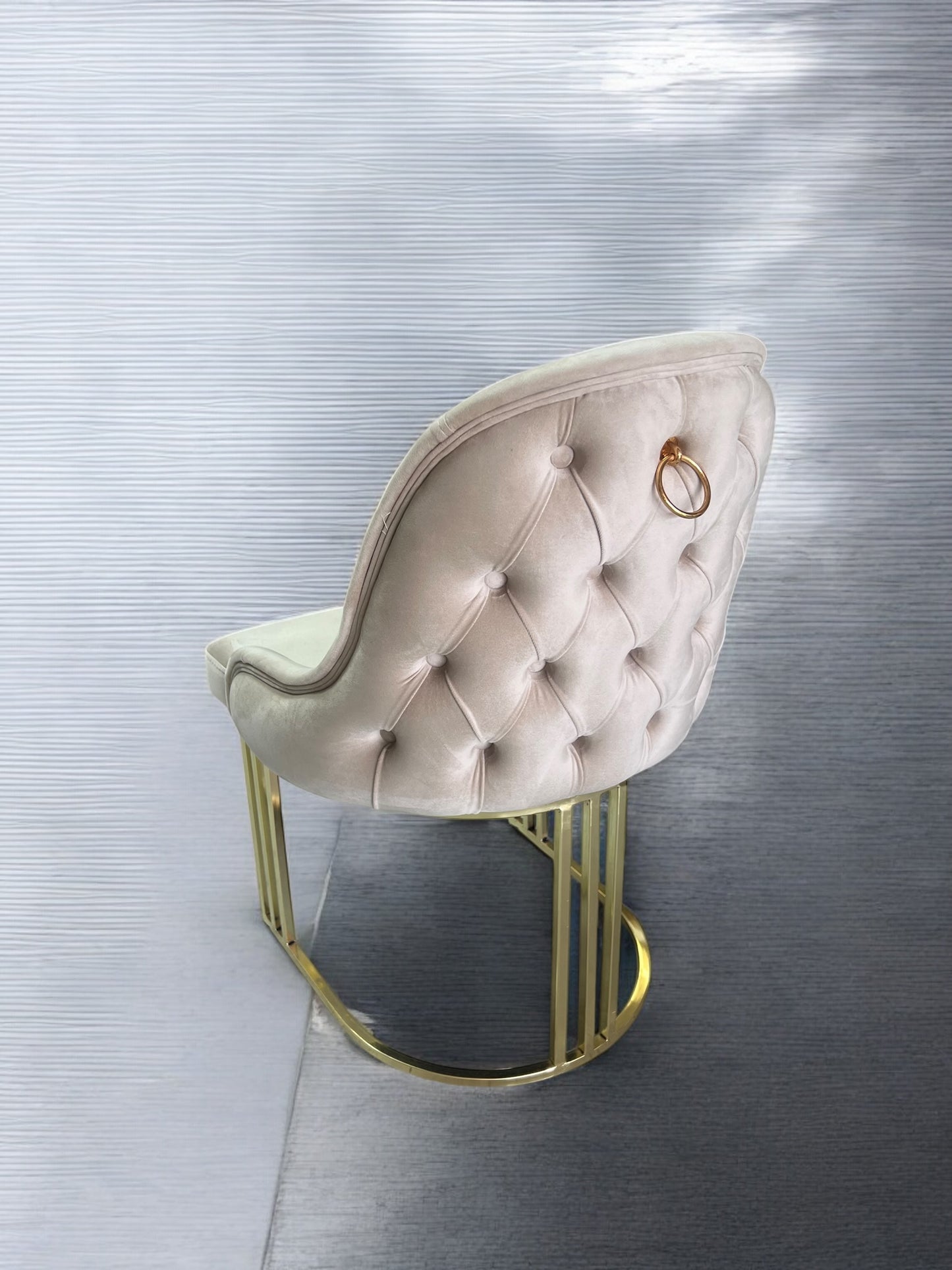 GRANDV03 velvet chair, BEIGE color, gold metal legs