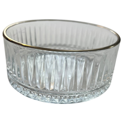 Tigela de cristal com borda dourada