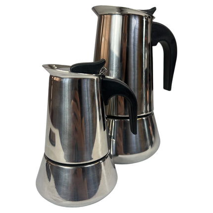 ☕ Cafetera Italiana de Acero Inoxidable — Disponible en 2 y 10 tazas