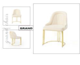 GRANDV03 velvet chair, BEIGE color, gold metal legs